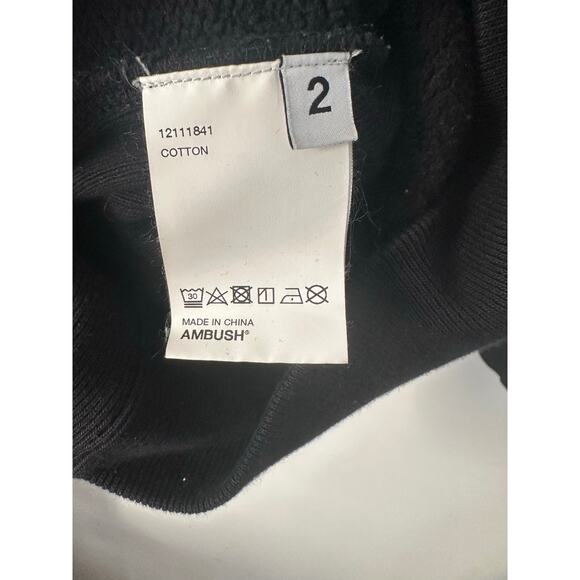 AMBUSH BLACK '19 LOGO Black Crewneck Sweatshirt Size 2 - Picture 6 of 7